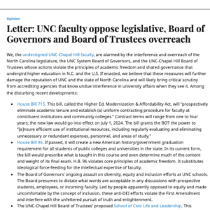 UNC Faculty Who Oppose Teaching US History and the Constitution
